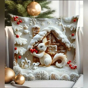 Holiday Digital Gingerbread  Christmas Pillow Cover